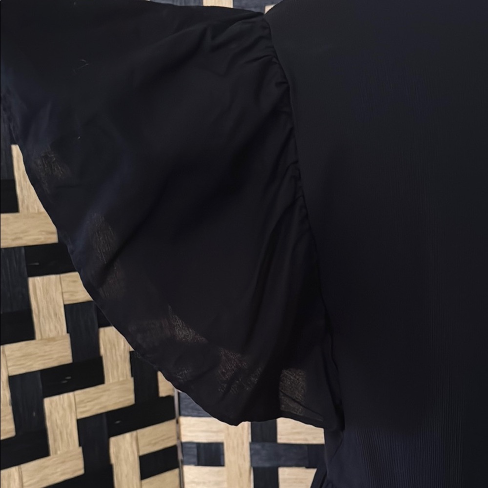 Zara Black Flutter Sleeve Midi Sundress - Picture 5 of 16